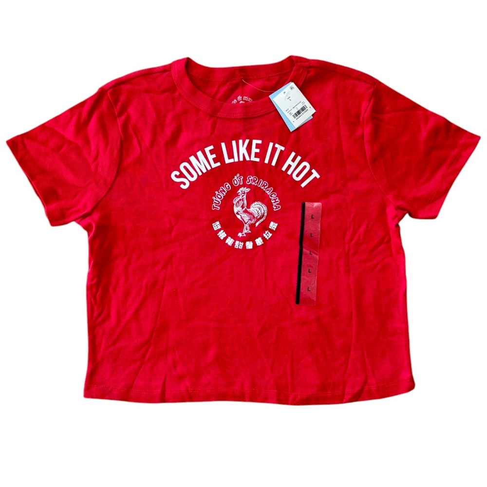 Sriracha Some Like It Hot Cropped Top Shirt Tee Size Large Juniors NWT Red
